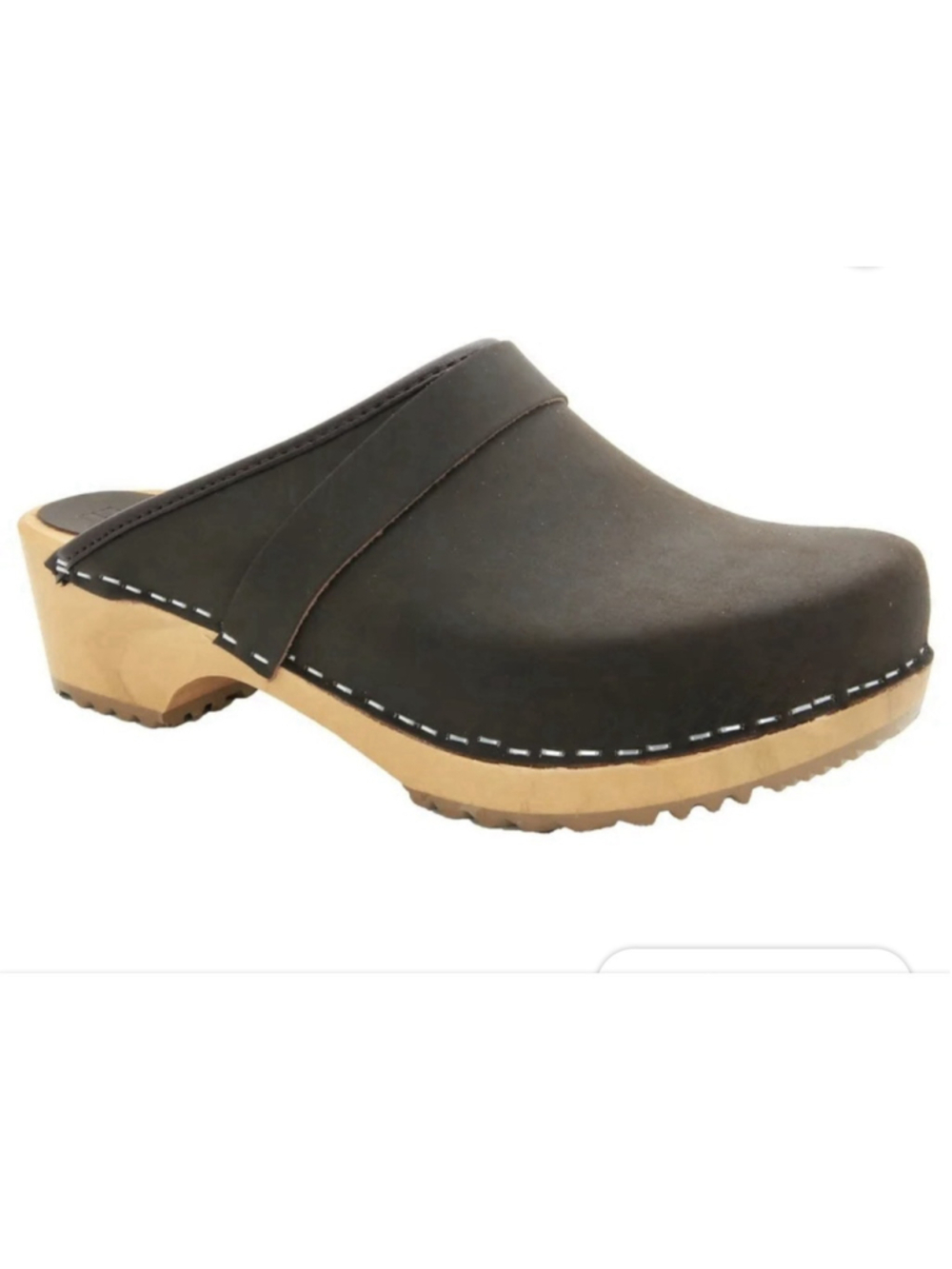 Size 42 BJORK Maja Wood Open Back Brown Oiled Leather Clogs